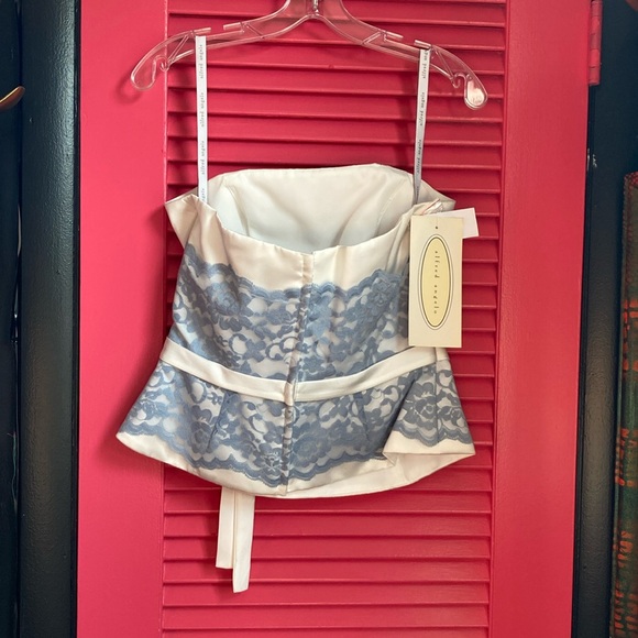 NWT Alfred Angelo Bustier top rhinestone bow Periwinkle lace size 10 - Picture 15 of 16